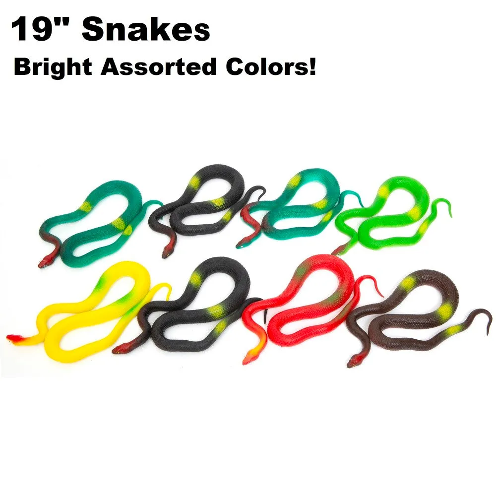Boley Colorful 19-Inch Lifelike Rubber Snakes - 8 Pack