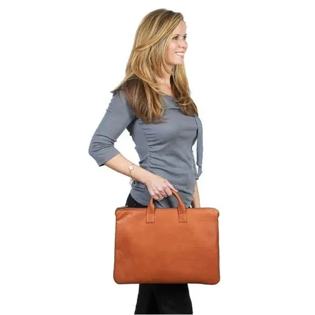 Claire Chase Leather Zippered Folio with Handle