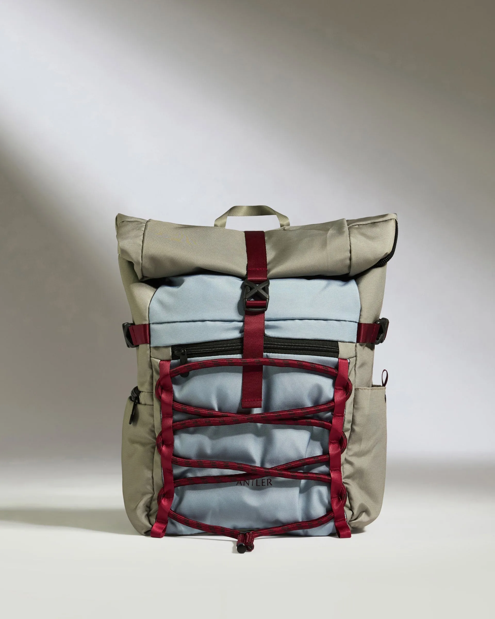 Discovery Roll Top Backpack in Mist Blue