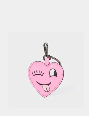 Hearty Smile Charm - Bubblegum Pink Leather Keychain