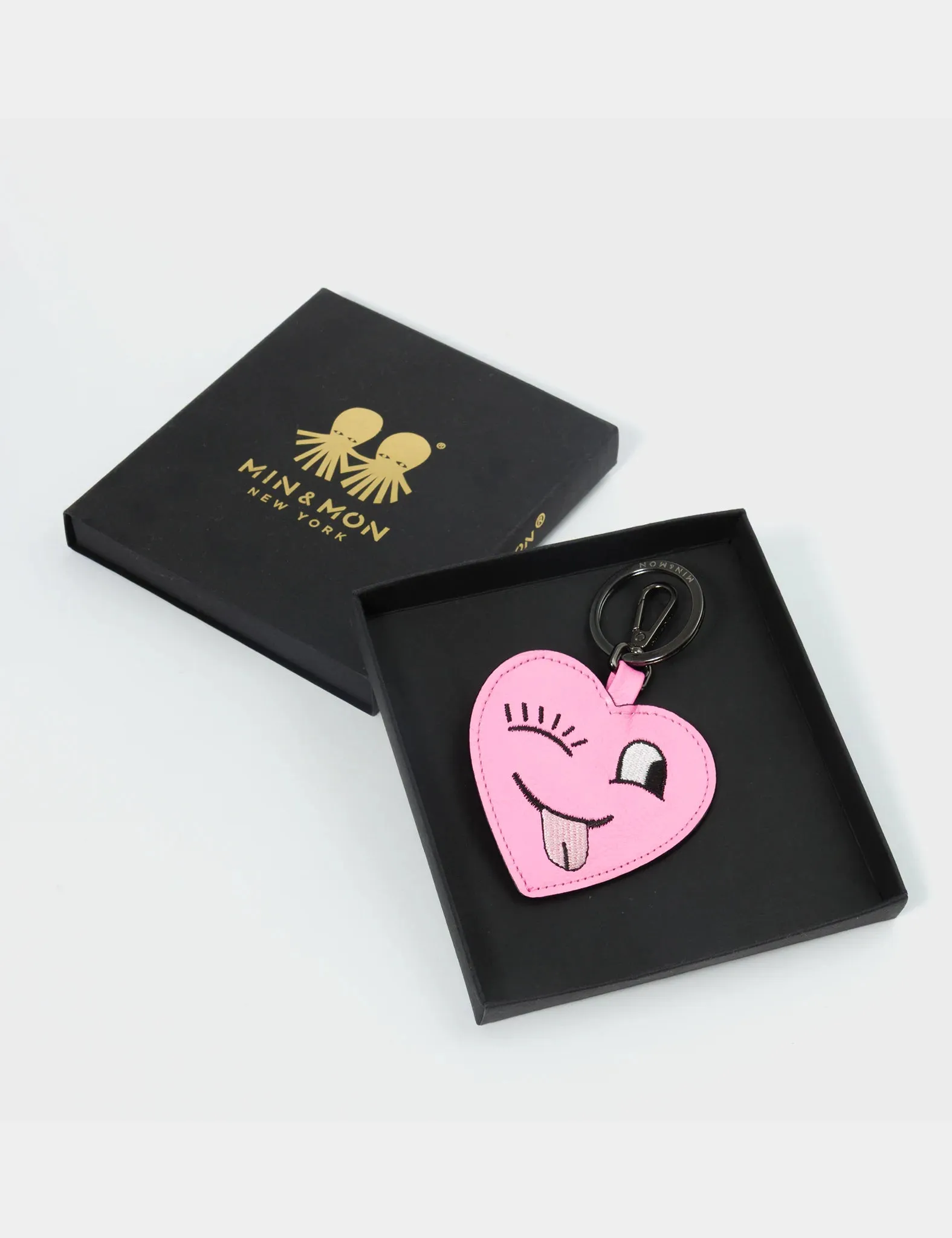 Hearty Smile Charm - Bubblegum Pink Leather Keychain