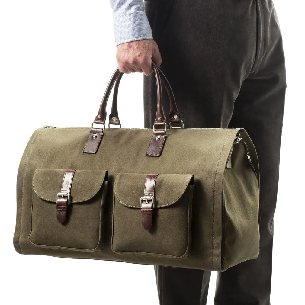 Hook and Albert Men's Waxed Canvas Garment Weekender Bag