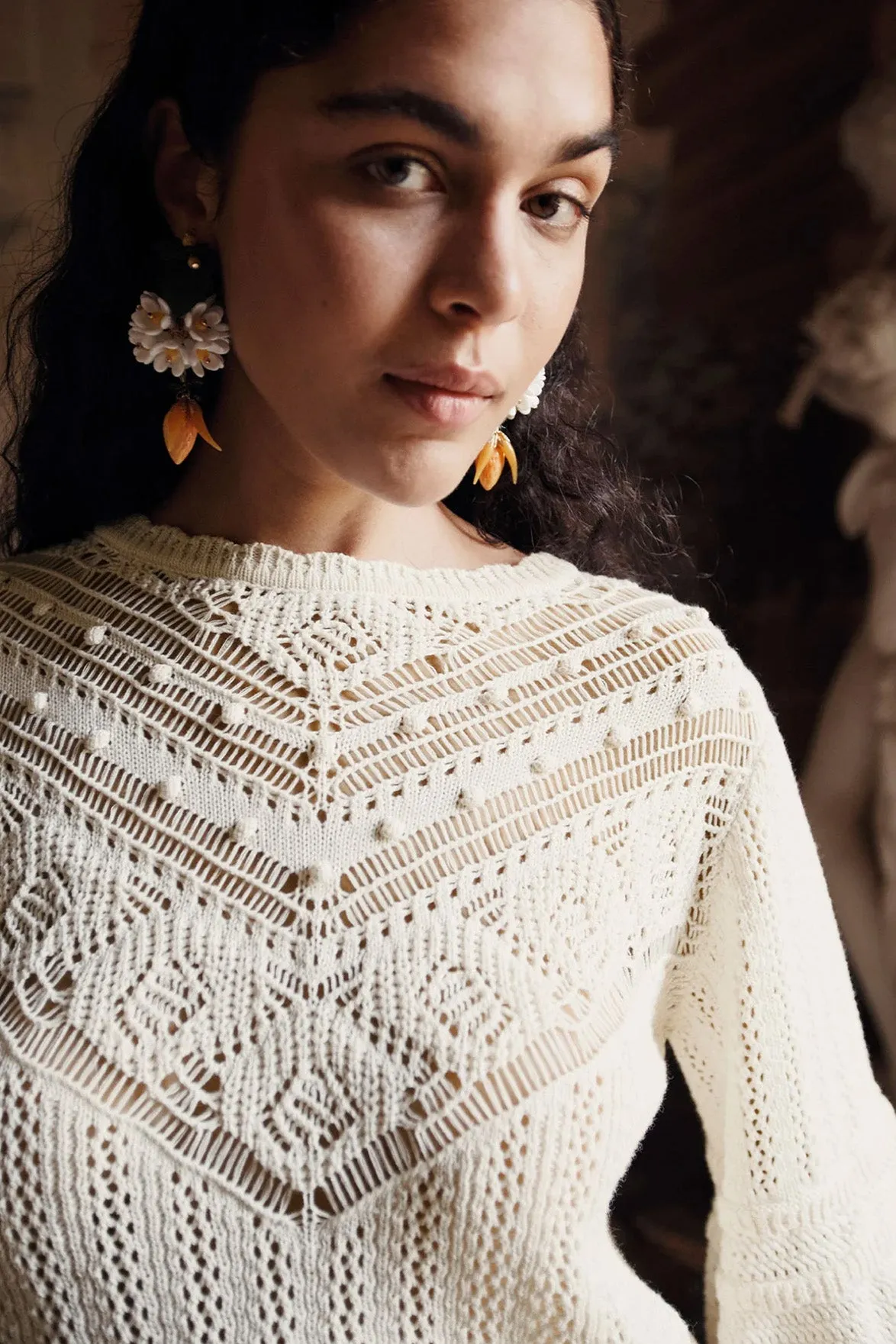 Louise Misha Cream Croisette Knitted Jumper