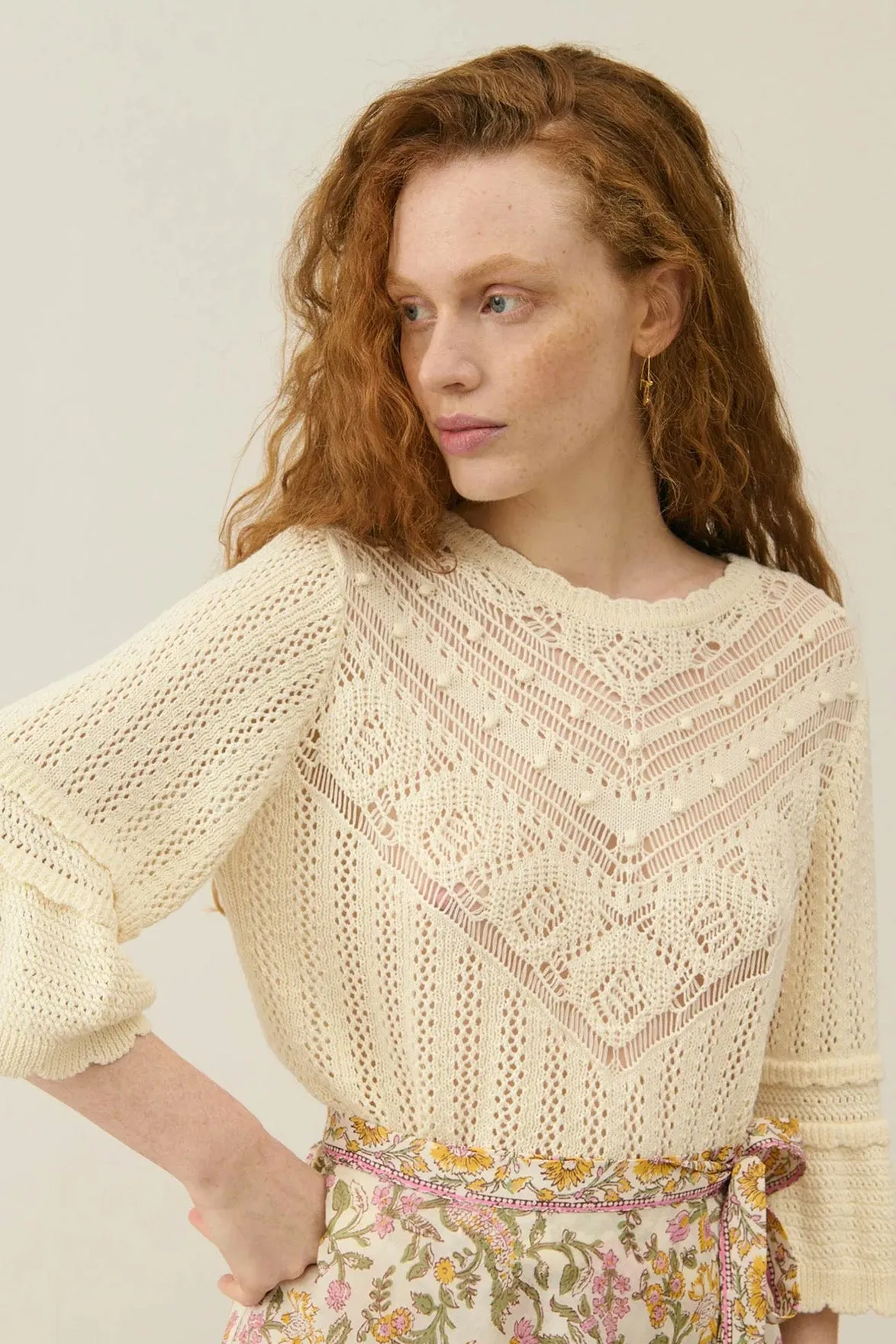 Louise Misha Cream Croisette Knitted Jumper