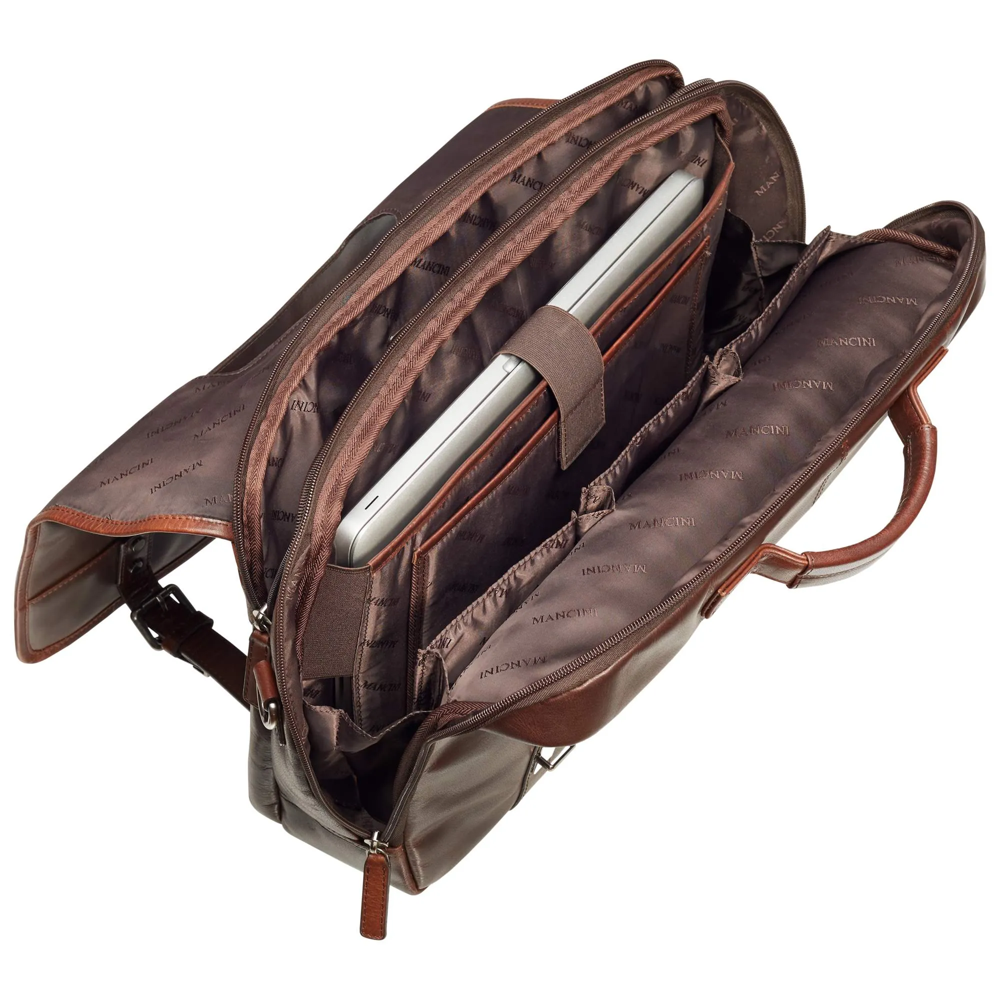 Mancini Double Compartment Briefcase for Laptop and Tablet