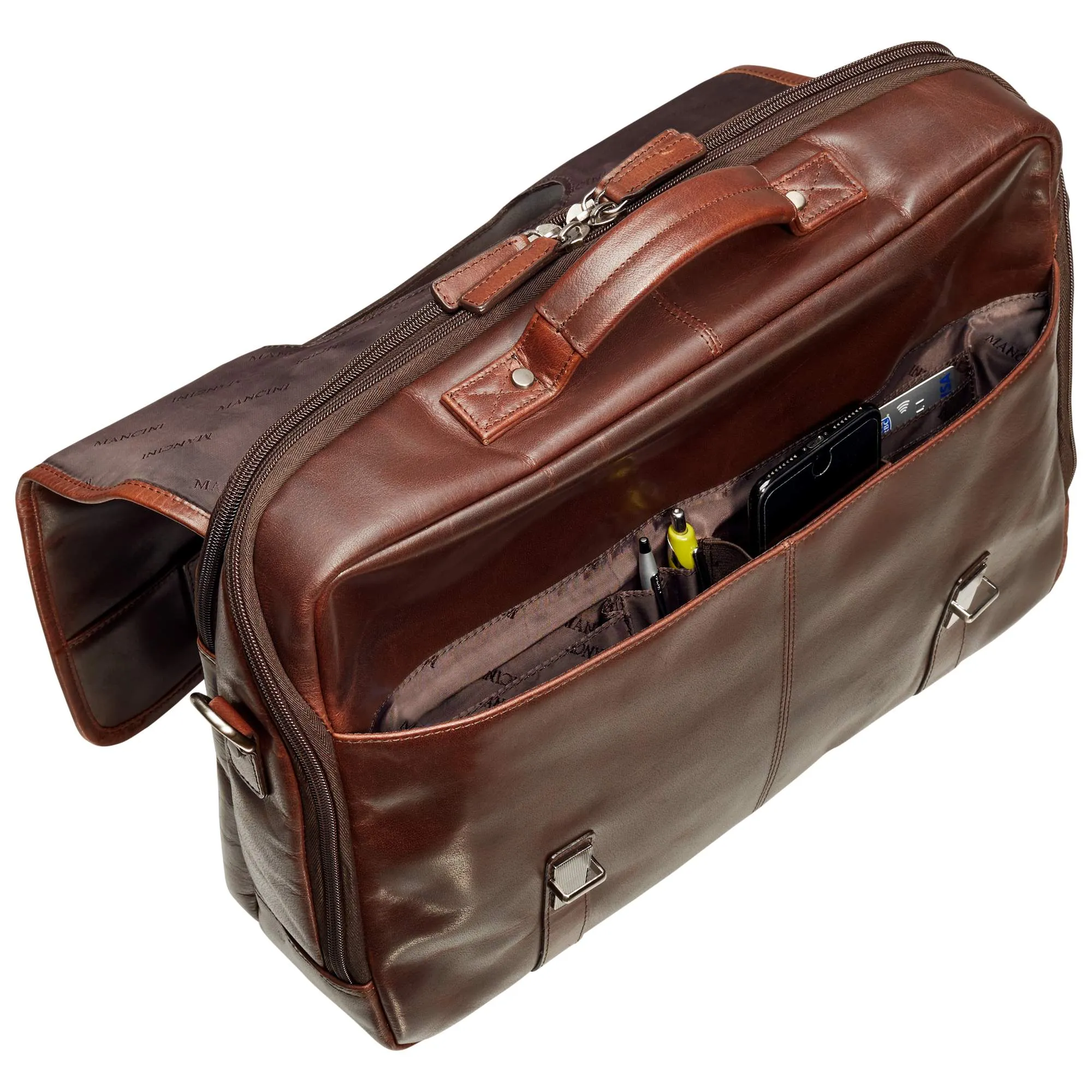 Mancini Double Compartment Briefcase for Laptop and Tablet