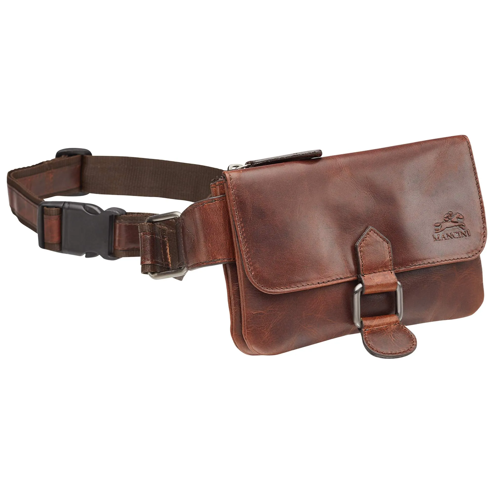 Mancini Slim Leather Waist Bag