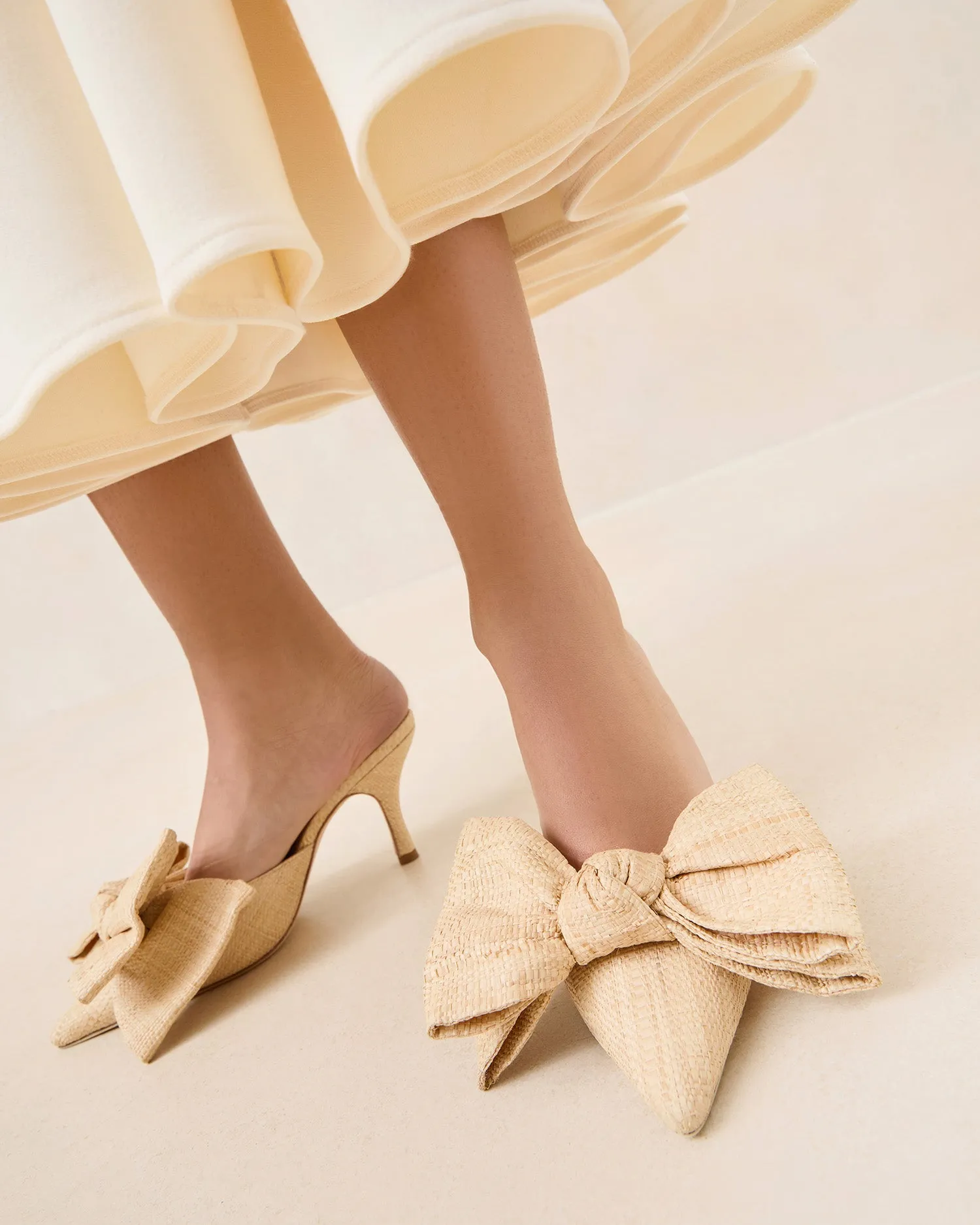 Margot Natural Raffia Bow Mule