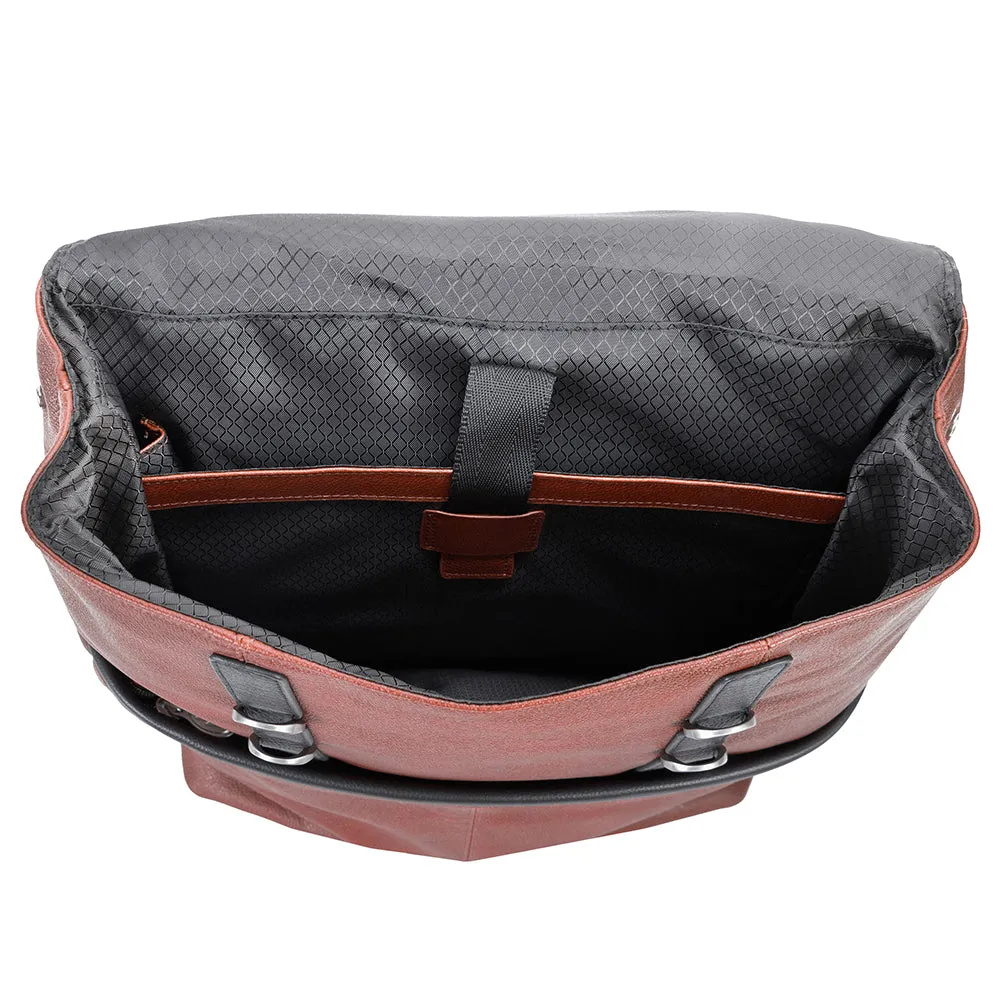 McKlein 17" Leather Two-Tone Flap-Over Laptop & Tablet Backpack