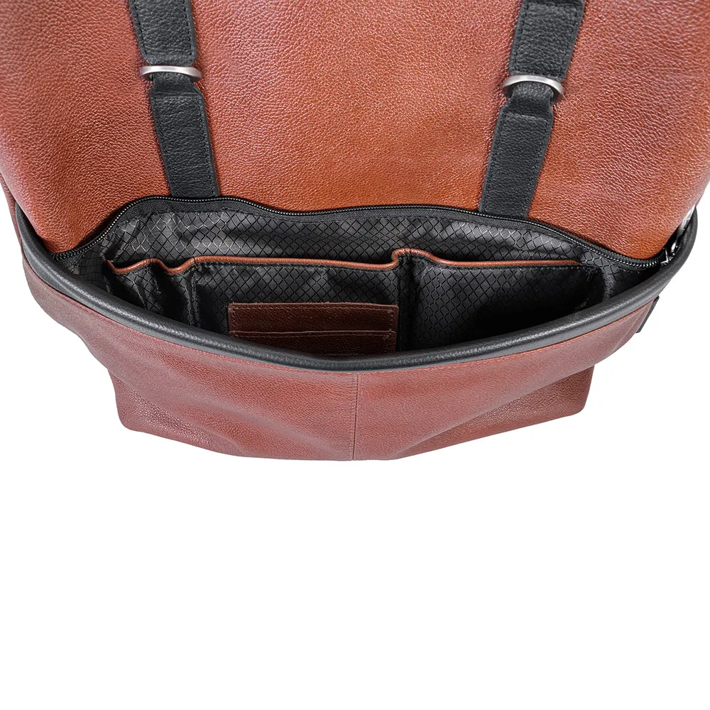 McKlein 17" Leather Two-Tone Flap-Over Laptop & Tablet Backpack