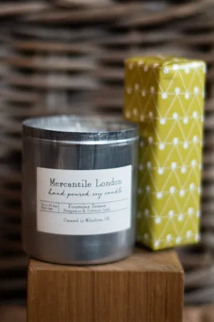 Mercantile London Fournier Street Bergamot And Tobacco Leaf Tin Candle - back soon