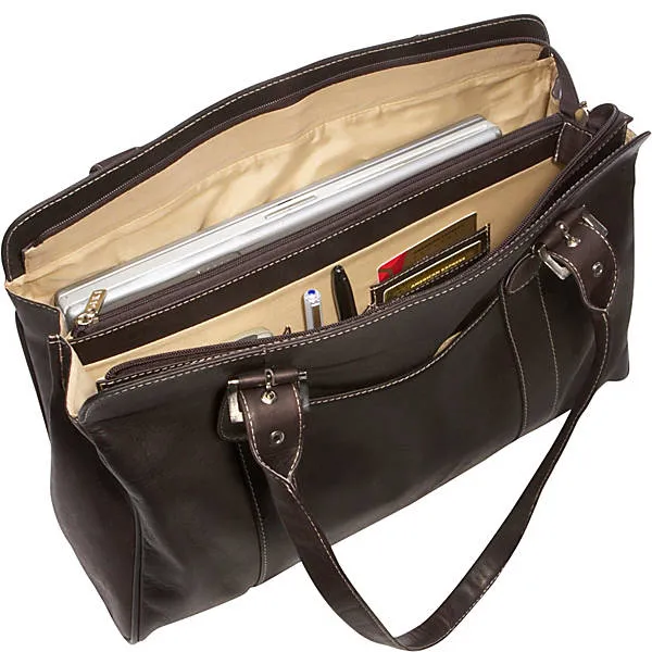 Piel Ladies Leather Buckle Laptop Tote