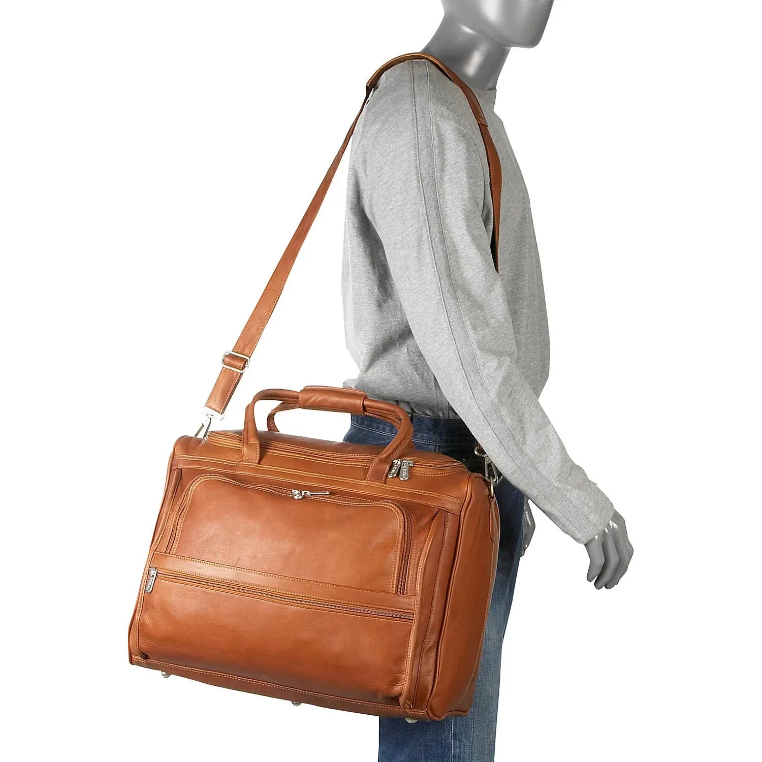Piel Leather Computer Briefcase Carry All Bag
