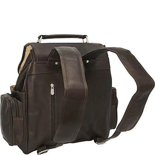 Piel Leather Double Loop Flap Over Laptop Backpack
