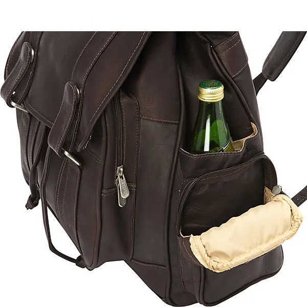 Piel Leather Double Loop Flap Over Laptop Backpack