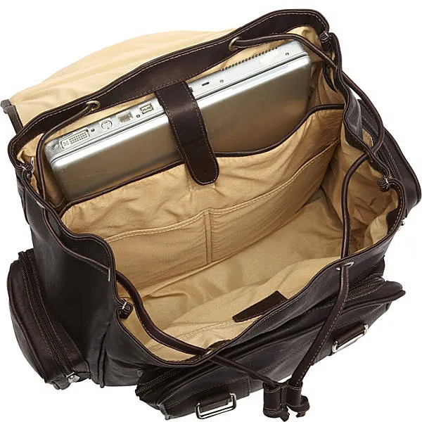 Piel Leather Double Loop Flap Over Laptop Backpack