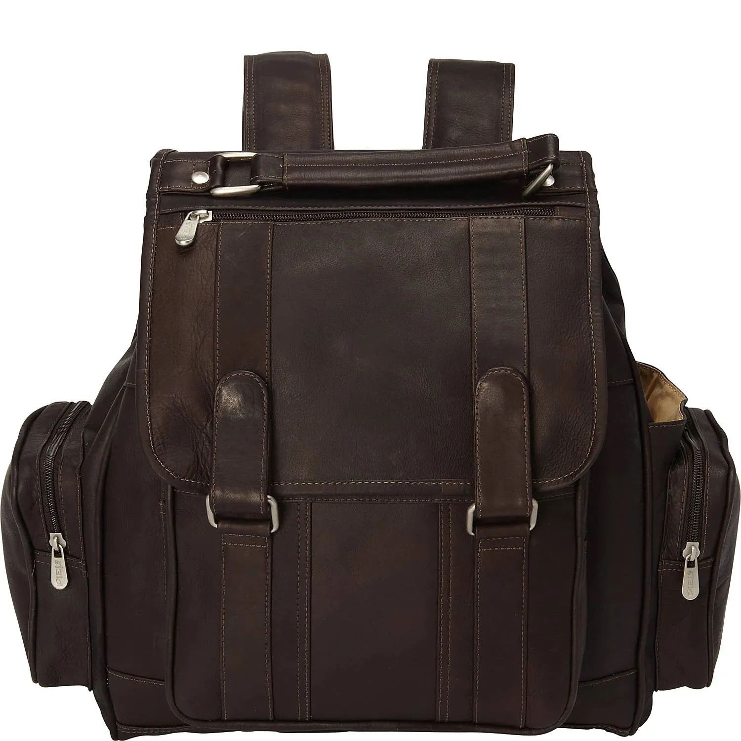 Piel Leather Double Loop Flap Over Laptop Backpack