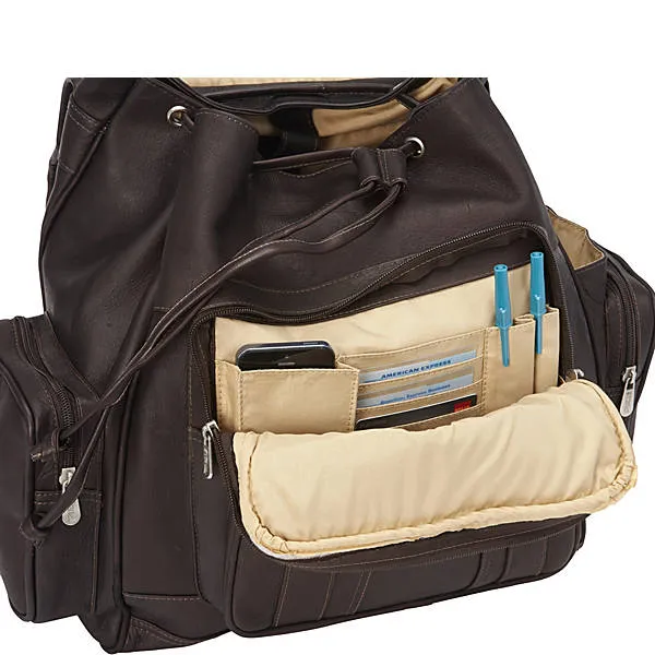 Piel Leather Double Loop Flap Over Laptop Backpack