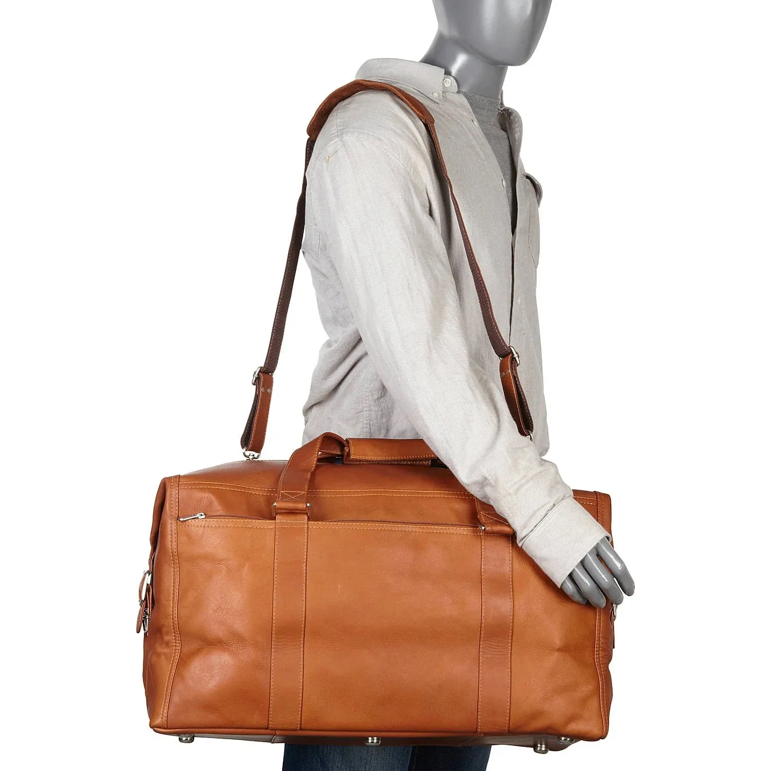 Piel Leather Extra Large Zip Pocket Duffel Bag