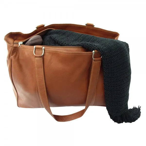 Piel Leather Medium Zippered Shopping Bag
