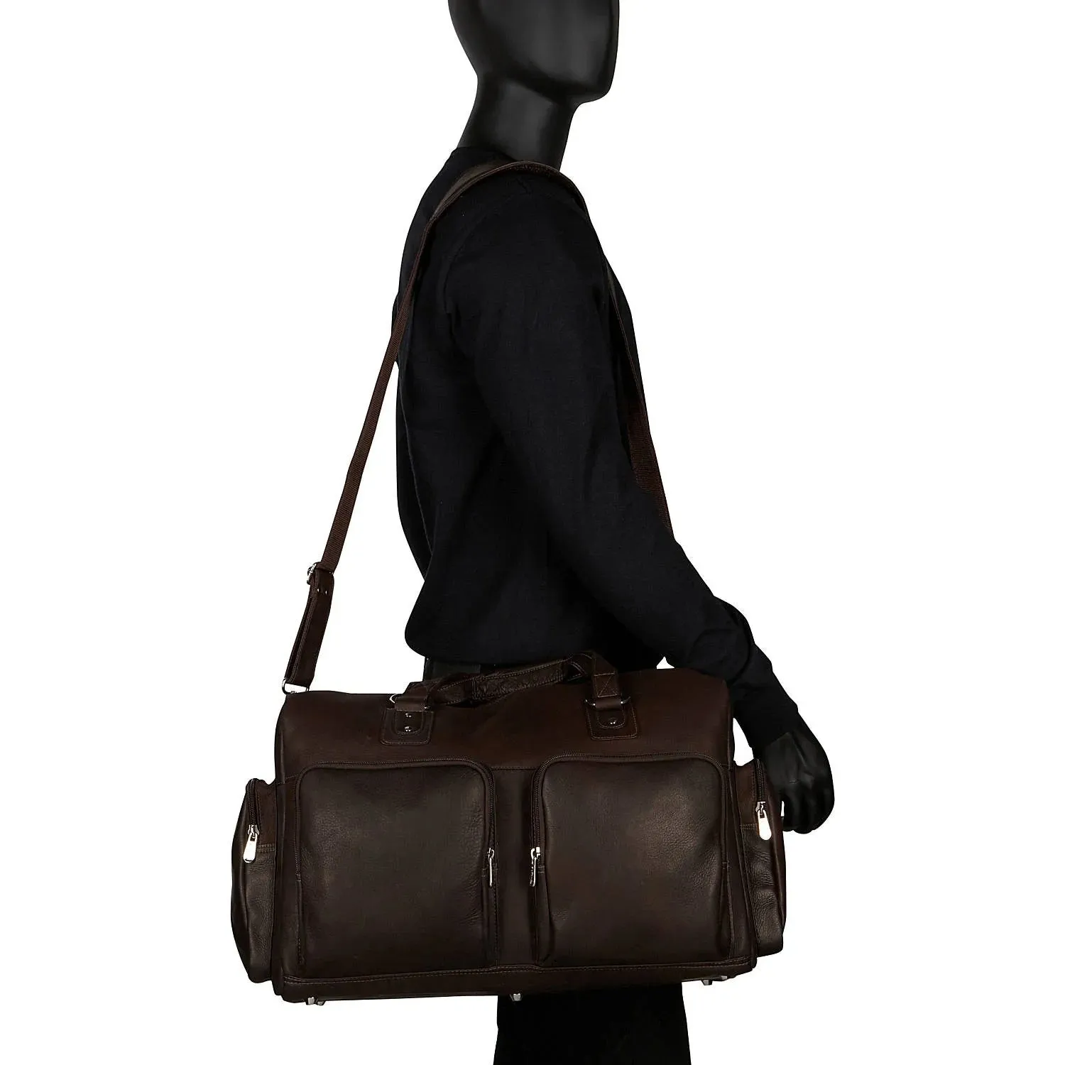 Piel Leather Multi Pocket Carry On Duffle Bag
