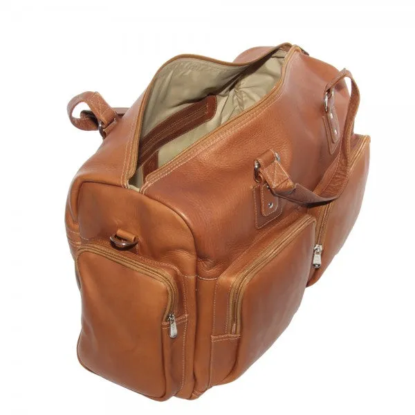 Piel Leather Multi Pocket Carry On Duffle Bag