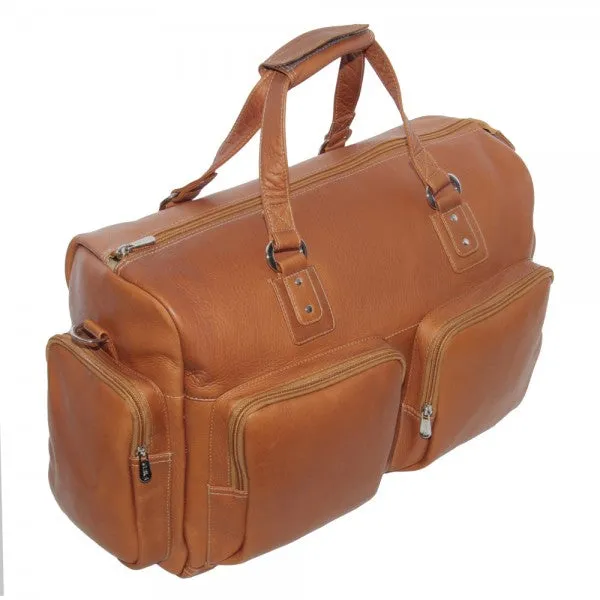 Piel Leather Multi Pocket Carry On Duffle Bag