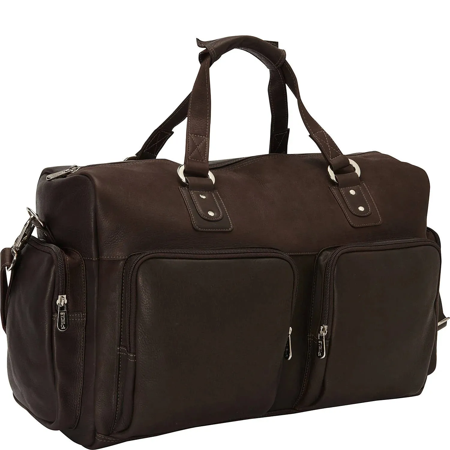 Piel Leather Multi Pocket Carry On Duffle Bag