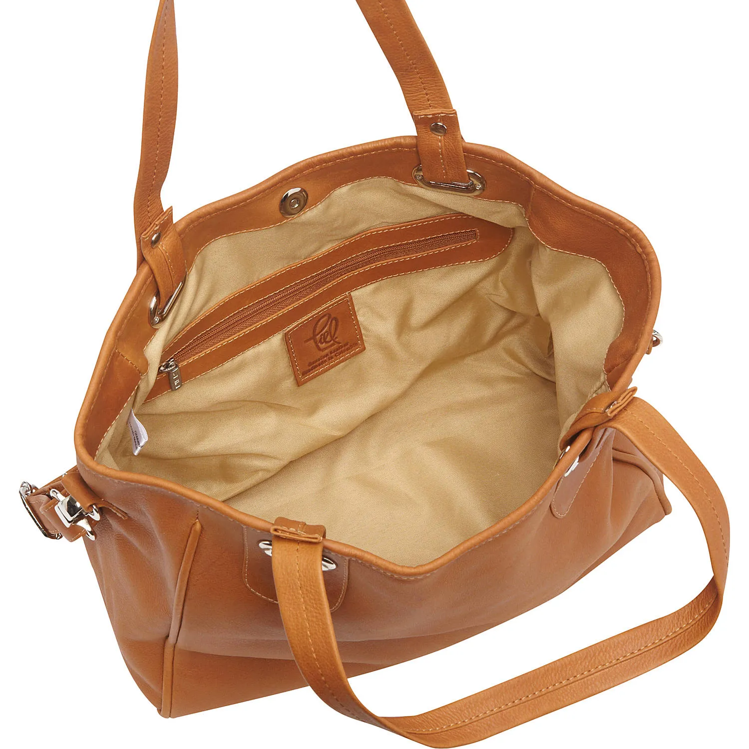 Piel Leather Open Tote/ Cross Body Bag