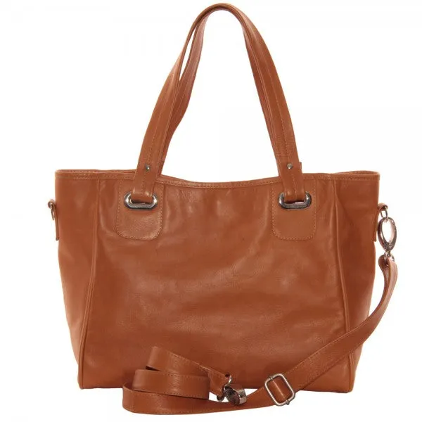 Piel Leather Open Tote/ Cross Body Bag