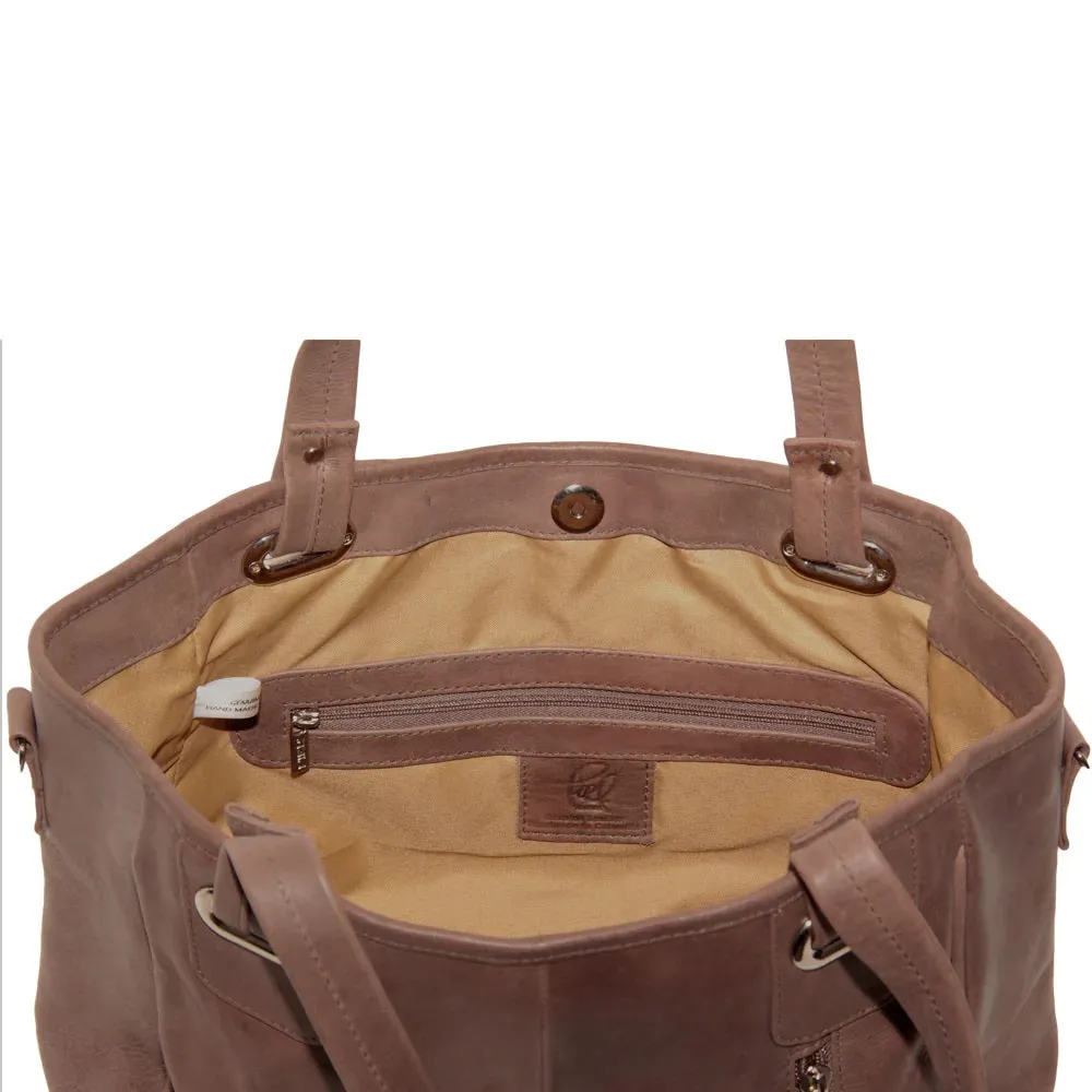 Piel Leather Open Tote/ Cross Body Bag