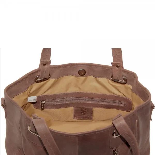 Piel Leather Open Tote/ Cross Body Bag
