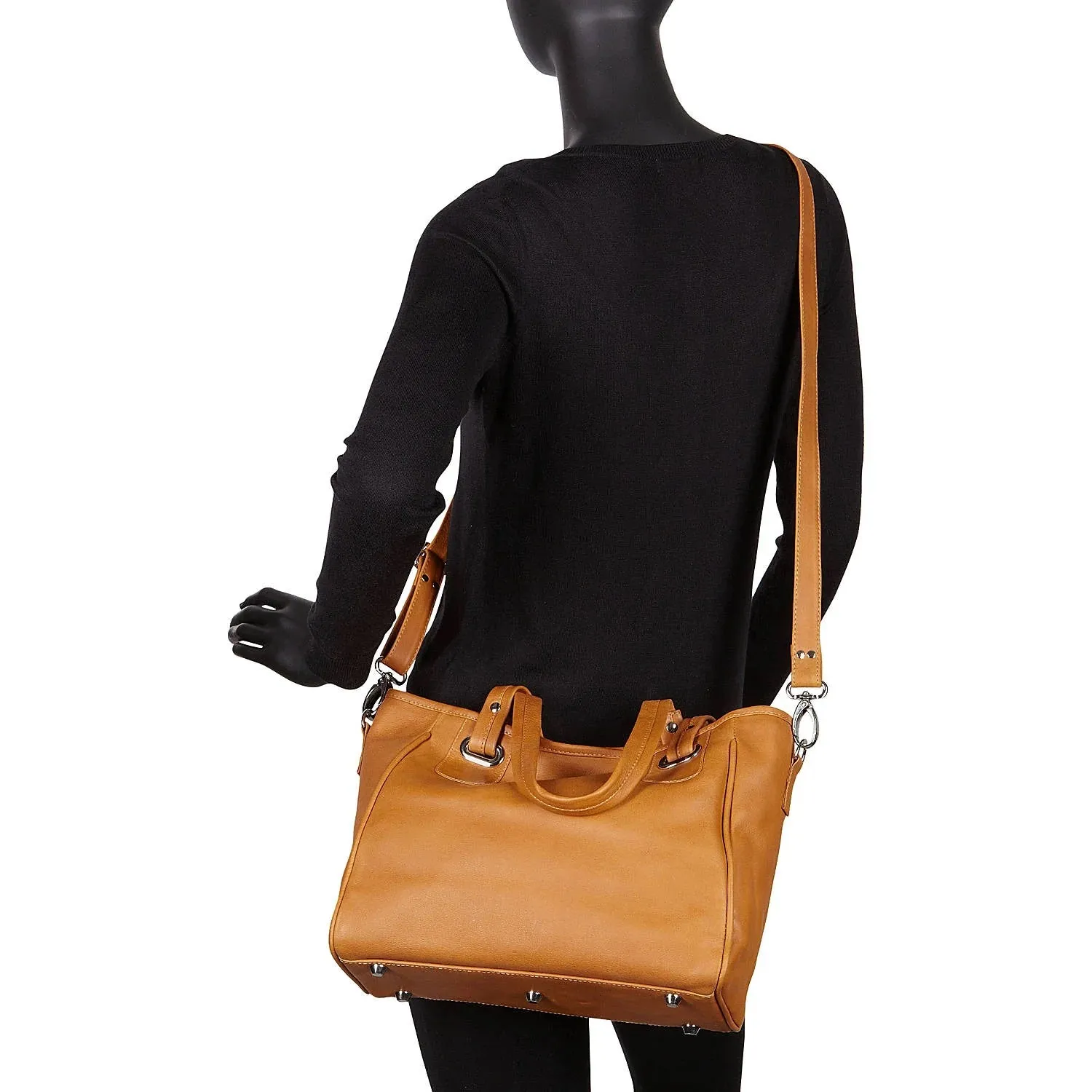Piel Leather Open Tote/ Cross Body Bag