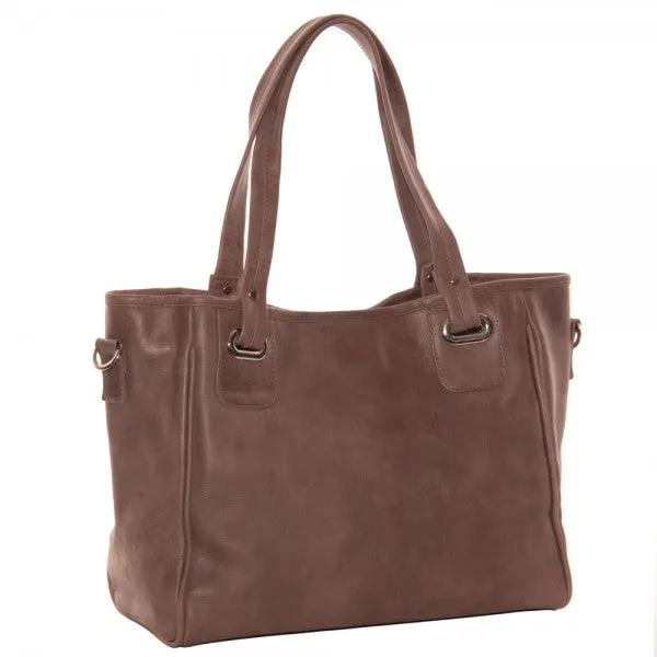 Piel Leather Open Tote/ Cross Body Bag