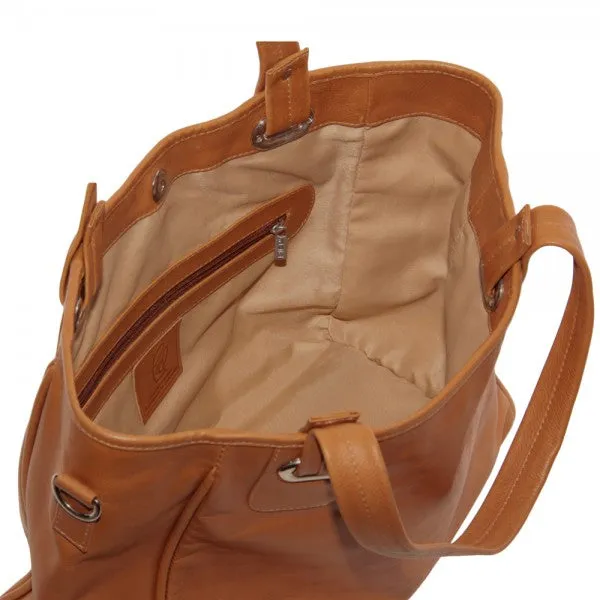 Piel Leather Open Tote/ Cross Body Bag