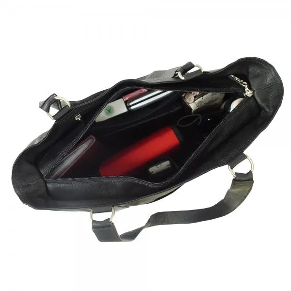 Piel Leather Small Zippered Shopping Bag