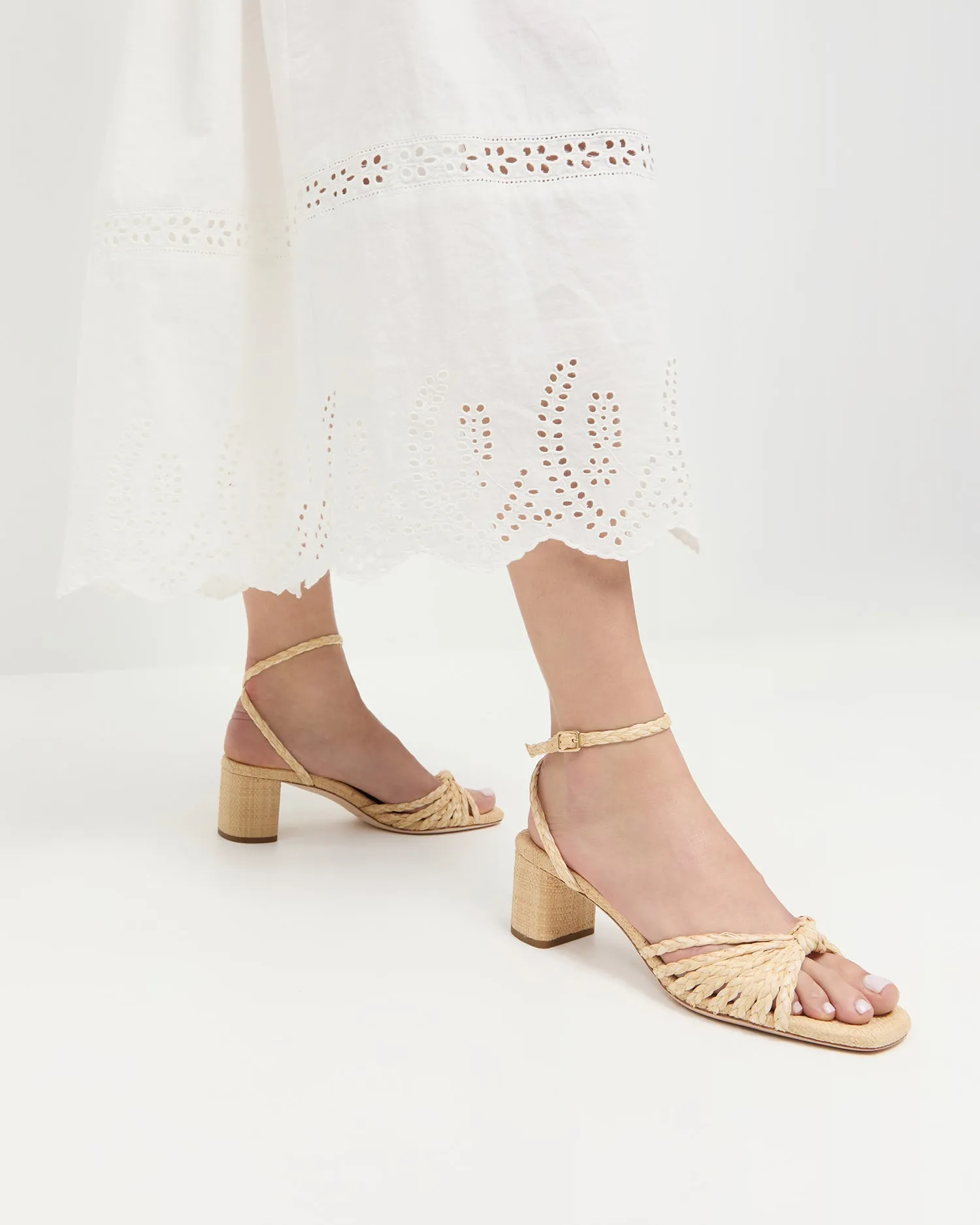Riya Natural Knot Mid-Heel Sandal