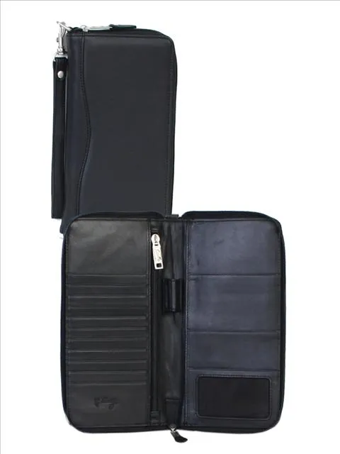 Scully Leather Soft Plonge Travel Wallet Black